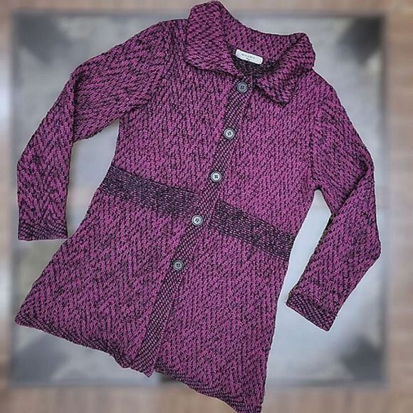 Bailey purple longline fuzzy sweater jacket size M - Picture 3 of 13